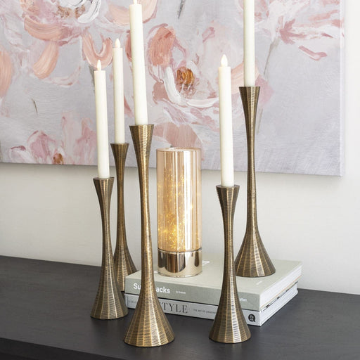 Signature HomeStyles Candle Holders Hammered Metal 3pc Taper Candle Holder Set