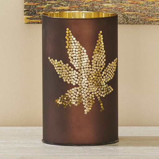 Signature HomeStyles Cylinders Brown Maple Leaf LED Cylinder