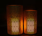 Signature HomeStyles Cylinders With 5" Gold Lights (2) Diamond Metal Cylinder 2pc Set