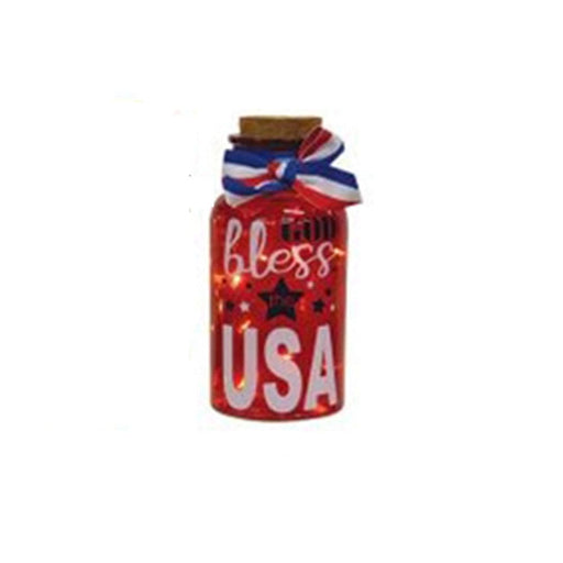 Signature HomeStyles Decorative Accents Red LED Americana Glass Jar