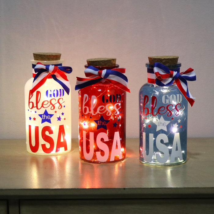 Signature HomeStyles Decorative Accents LED Americana Glass Jar
