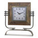 Signature HomeStyles Decorative Accents Square Wood Clock on Rustic Metal Stand