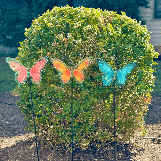 Signature HomeStyles Garden Decor Metal Butterfly Garden 3pc Stake Set