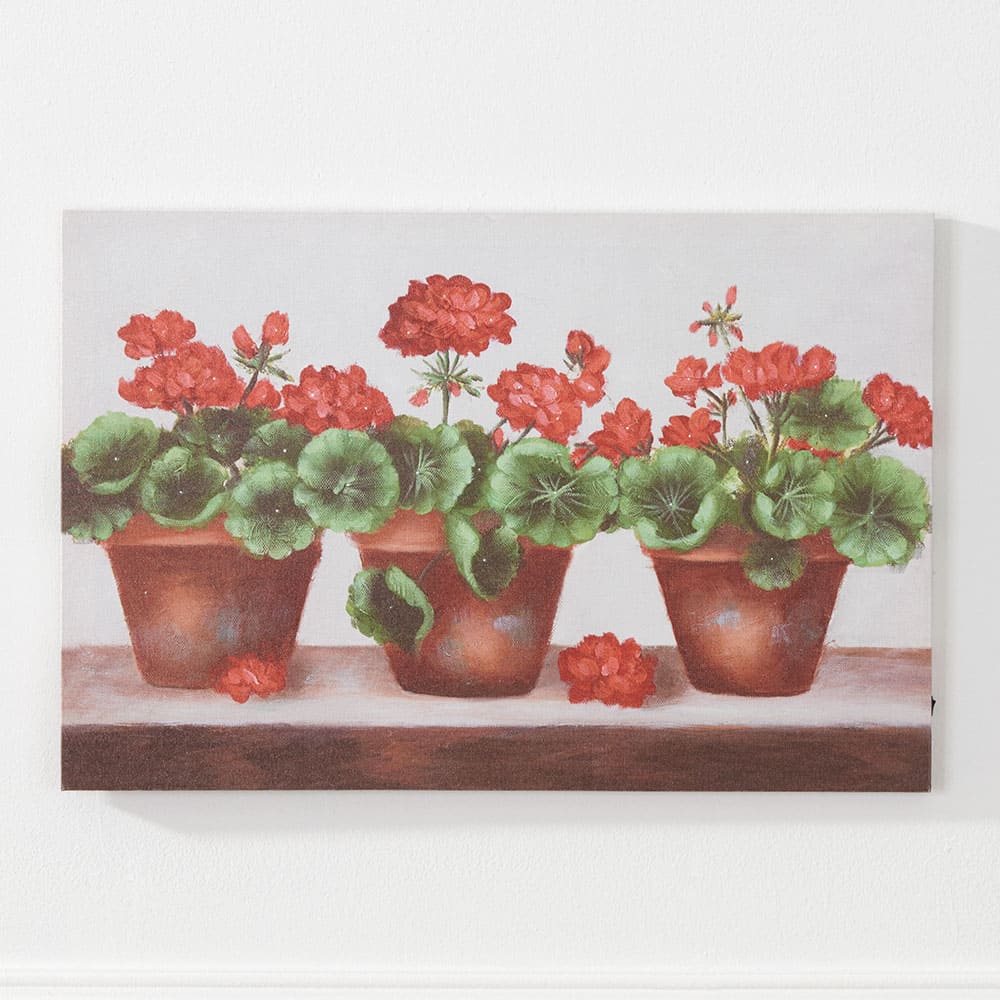 Signature HomeStyles Prints Red Geranium LED Canvas Print
