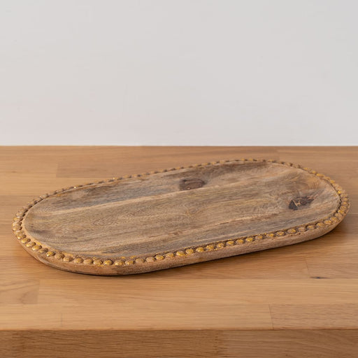 Signature HomeStyles Serveware Mango Wood Tray with Bead Detail