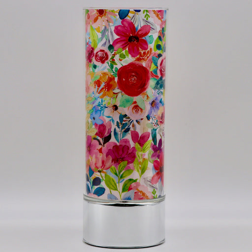Signature HomeStyles Sparkle Glass Light & Insert Field of Flowers Bundle- Sparkle Glass™ LED Cylinder with Field of Flowers Insert