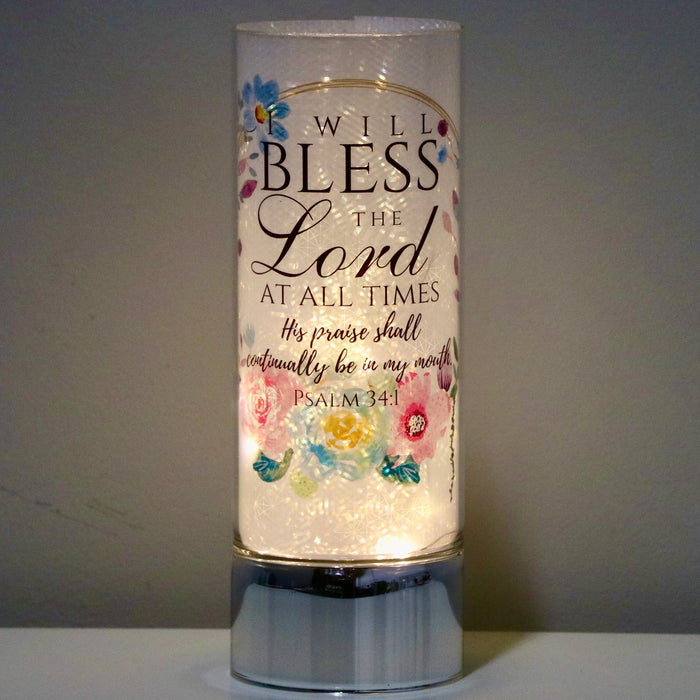Signature HomeStyles Sparkle Glass Light & Insert I Will Bless the Lord Insert and Sparkle Glass™ Accent Light Bundle