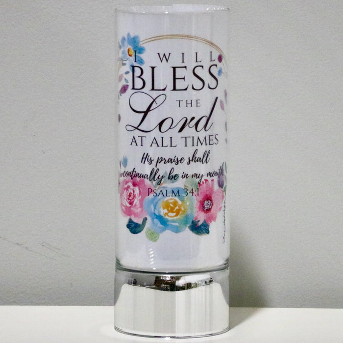 Signature HomeStyles Sparkle Glass Light & Insert I Will Bless the Lord Insert and Sparkle Glass™ Accent Light Bundle