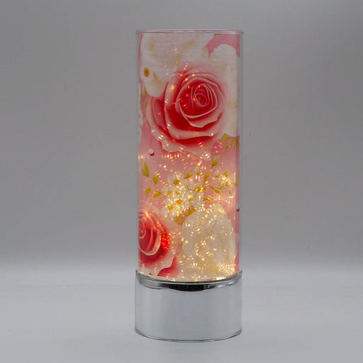 Signature HomeStyles Sparkle Glass Light & Insert Pink & White Roses Insert and Sparkle Glass™ Accent Light