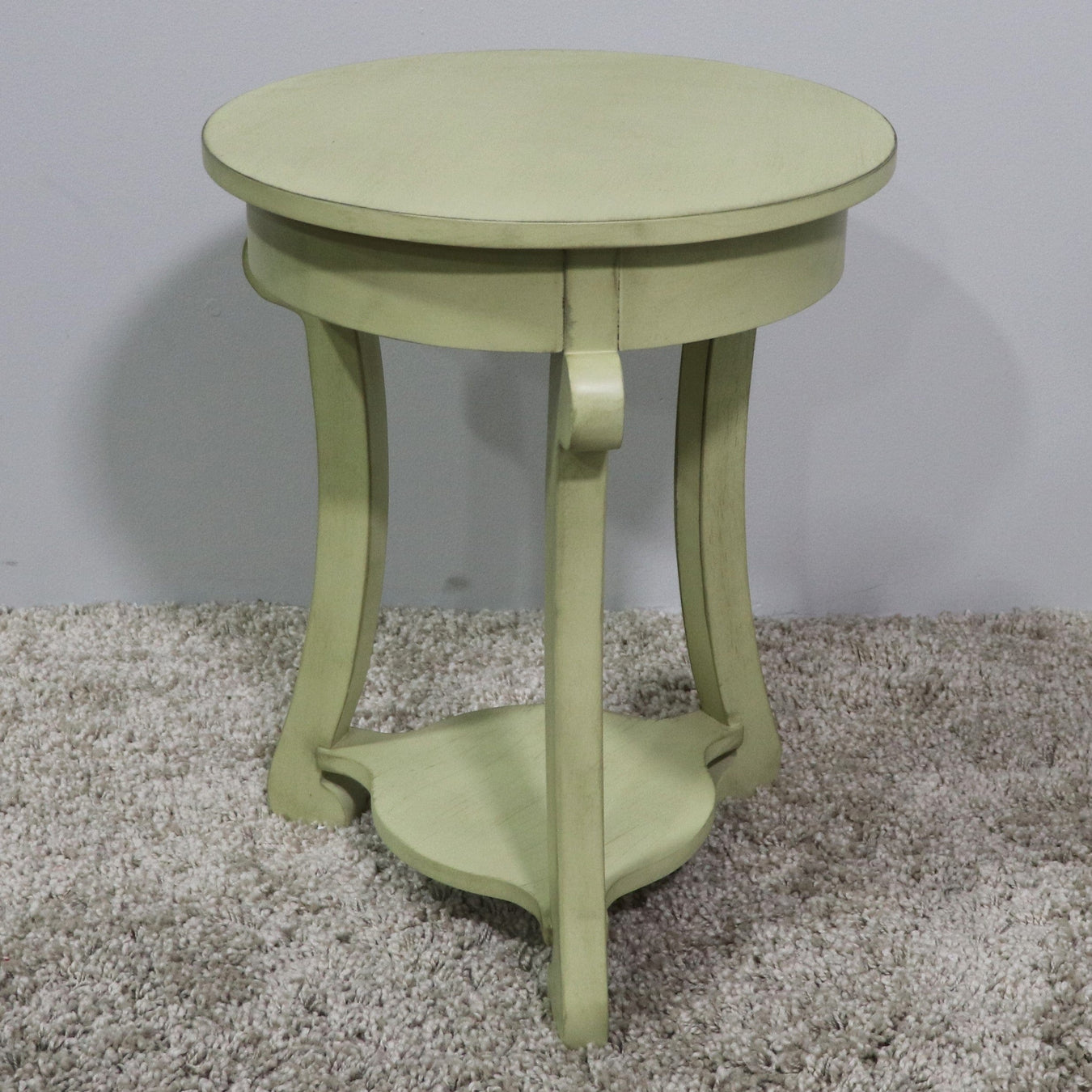 Signature HomeStyles Tables Wood Soft Green Scroll Leg Accent Table