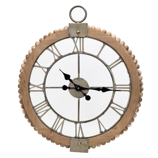 Signature HomeStyles Clock Beaded Wood Wall Clock with Metal Face