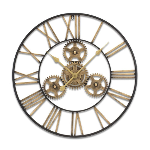 Signature HomeStyles Clock Industrial Iron Gears Wall Clock