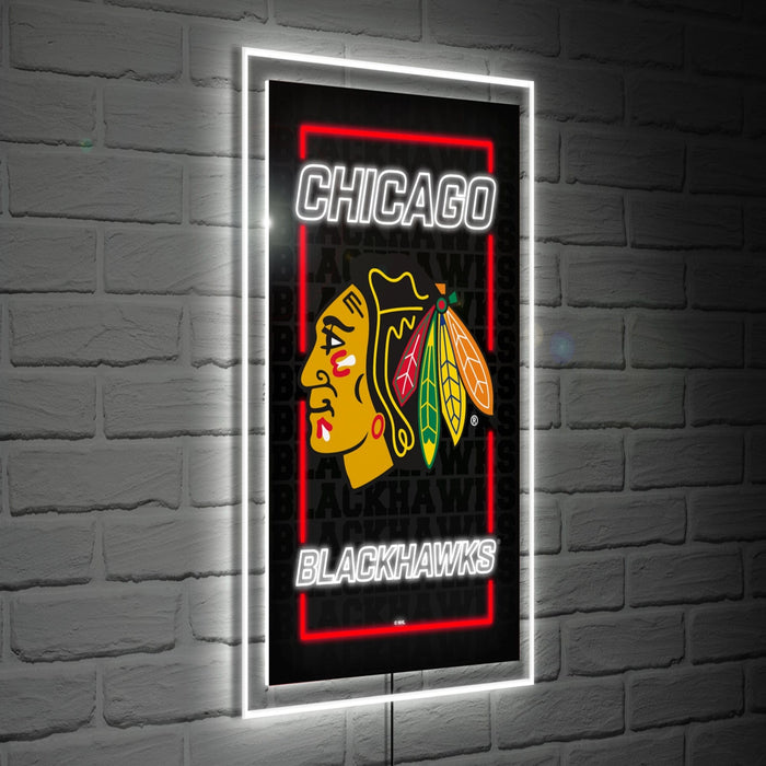 Signature HomeStyles Wall Signs Chicago Blackhawks NHL Neo Lite Rectangle Wall Sign