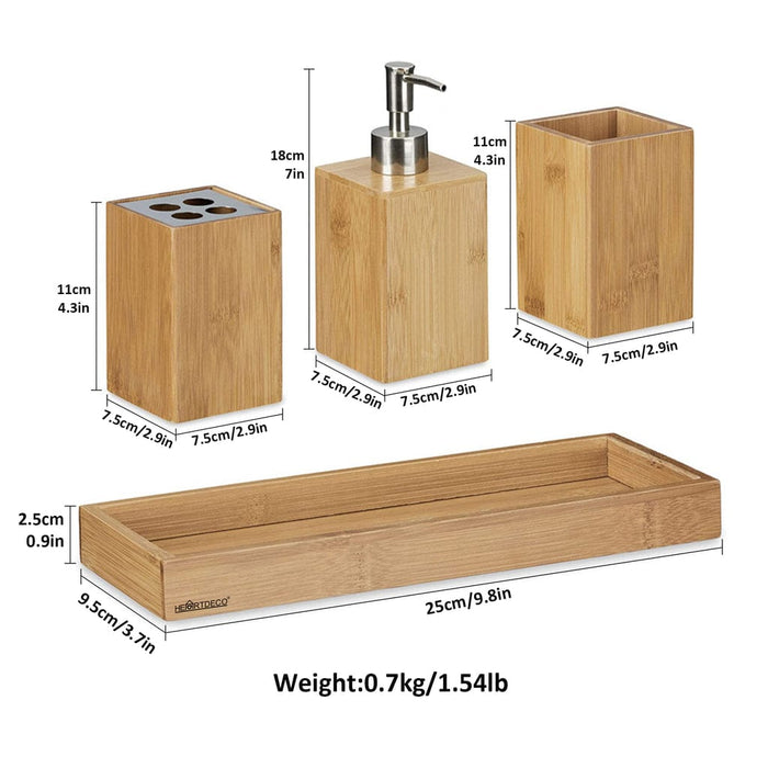 Signature HomeStyles Bath Storage Bamboo 4-Piece Bathroom Accessory Set