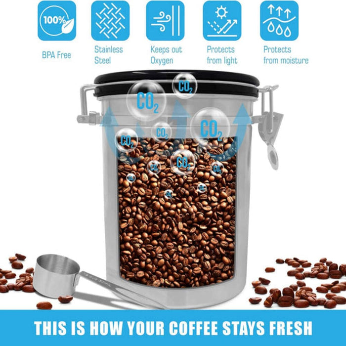 Signature HomeStyles Coffee Accessories Stainless Steel Coffee Canister w/ Air Filter