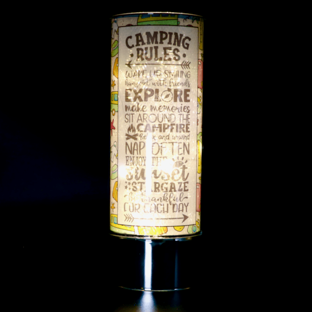 Signature HomeStyles Cylinder Inserts Camping Rules Insert for use with Sparkle Glass™ Accent Light