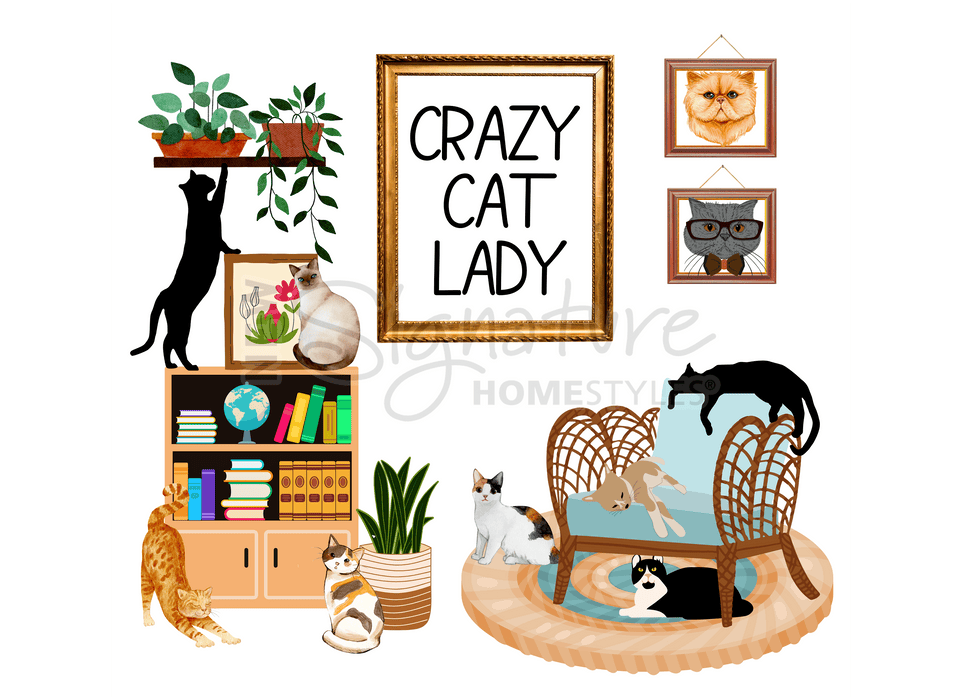 Signature HomeStyles Cylinder Inserts Crazy Cat Lady Insert for use with Sparkle Glass™ Accent Light