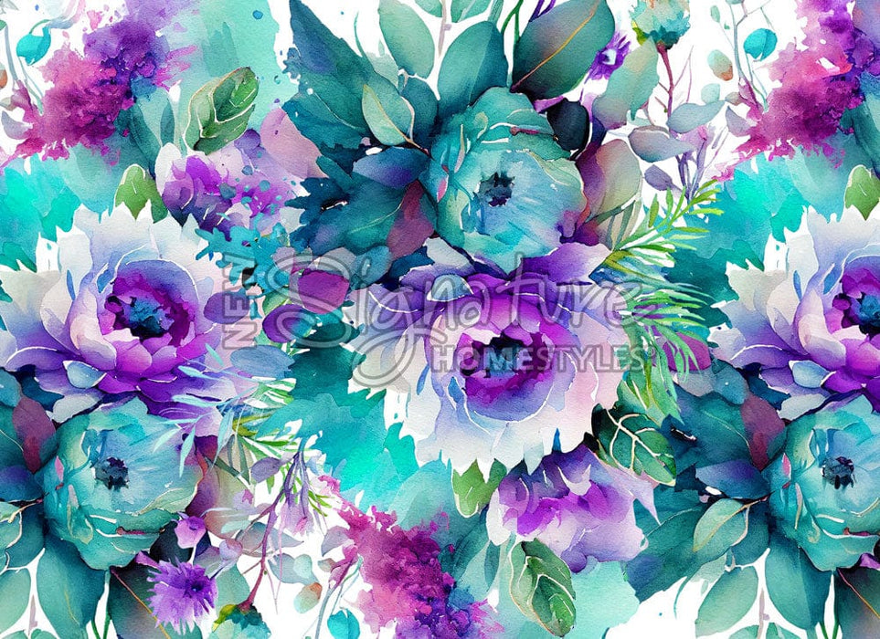 Signature HomeStyles Cylinder Inserts Purple & Teal Florals Insert for use with Sparkle Glass™ Accent Light