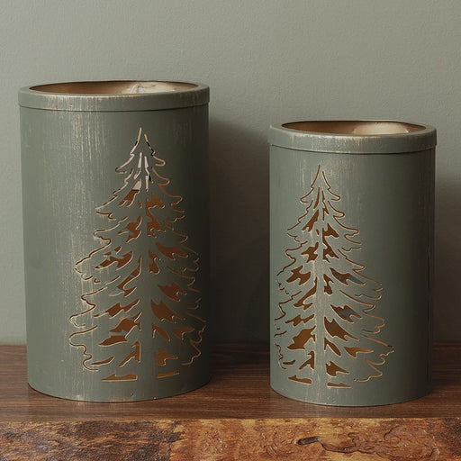 Signature HomeStyles Cylinders Green Cutout Tree 2pc Cylinder Set