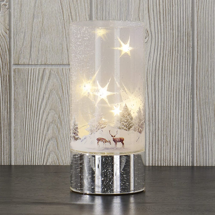 Signature HomeStyles LED Forest Scene Glass Cylinder w/Star Insert