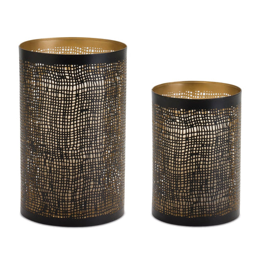 Signature HomeStyles Cylinders Open Weave Metal Cylinder 2pc Set