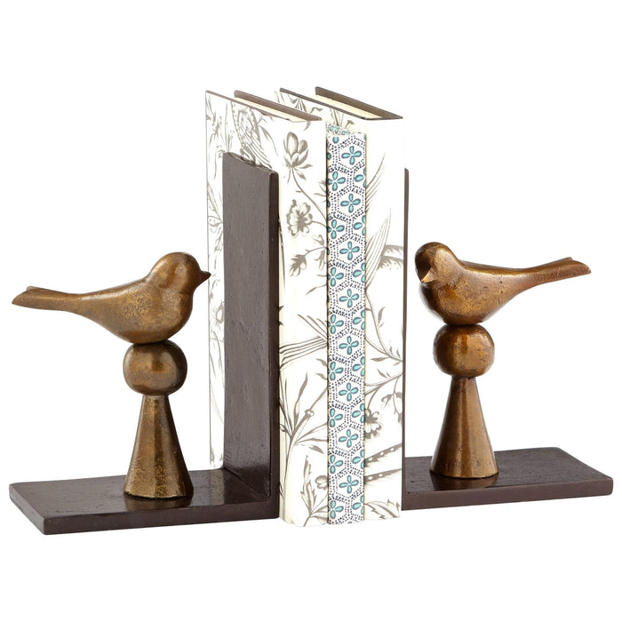 Cyan Design Decorative Accents Birds and Books Antique Brass Bookends