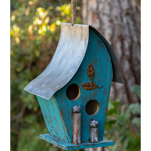 Signature HomeStyles Decorative Accents Blue Wooden Birdhouse