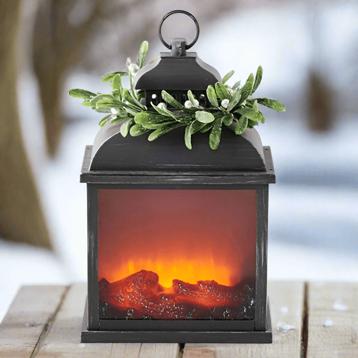 Signature HomeStyles Decorative Accents Fire Light Lantern w/ Mistletoe