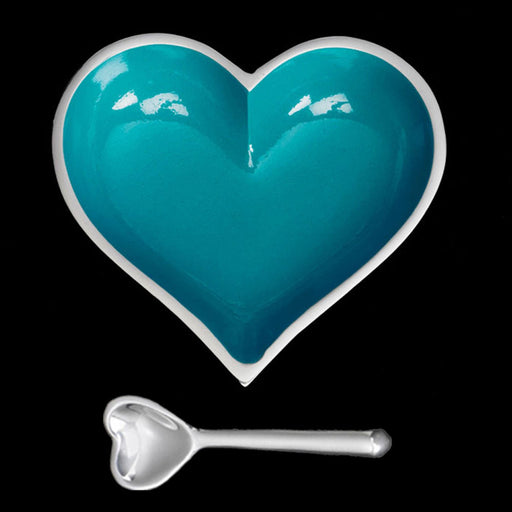 Signature HomeStyles decorative accents Happy Aqua Blue Heart with Heart Spoon