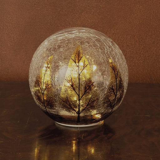 Signature HomeStyles Decorative Accents LED Autumn Trees Crackle Glass Sphere