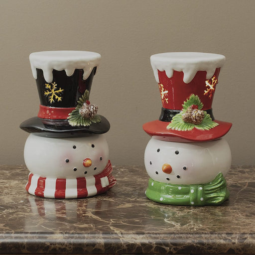 Signature HomeStyles Decorative Accents LED Ceramic Snowman Cookie Jar