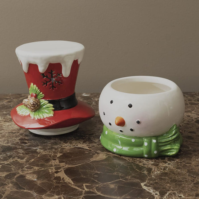 Signature HomeStyles Decorative Accents LED Ceramic Snowman Cookie Jar