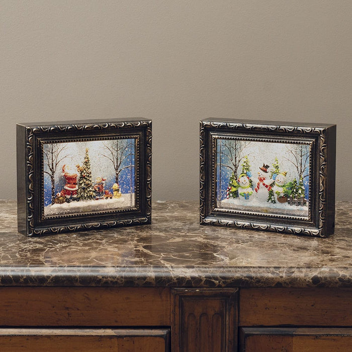 Signature HomeStyles Decorative Accents LED Framed Holiday Scene Spinning Water Globe