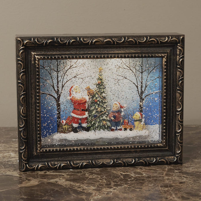 Signature HomeStyles Decorative Accents LED Framed Holiday Scene Spinning Water Globe