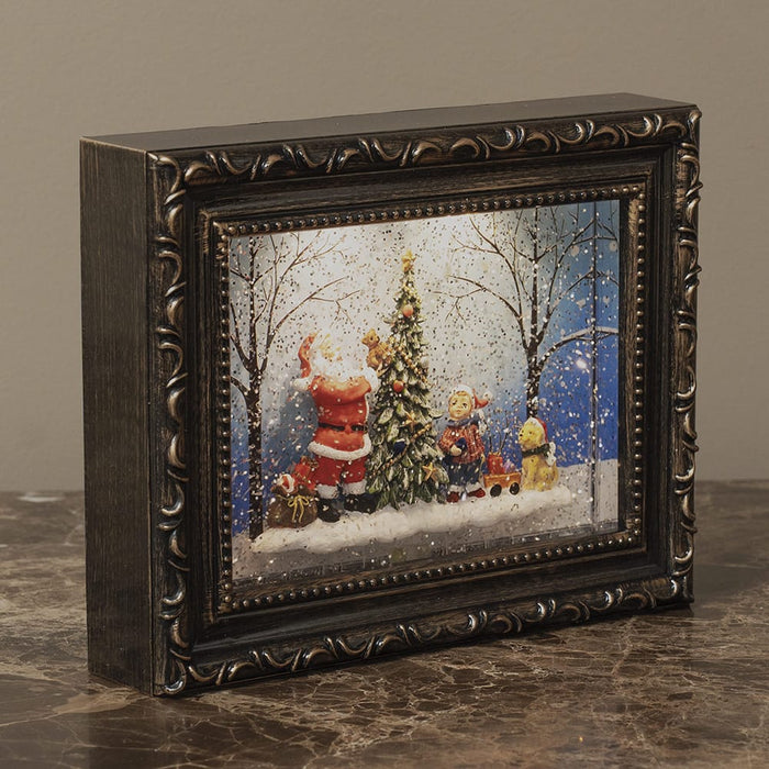 Signature HomeStyles Decorative Accents Santa LED Framed Holiday Scene Spinning Water Globe