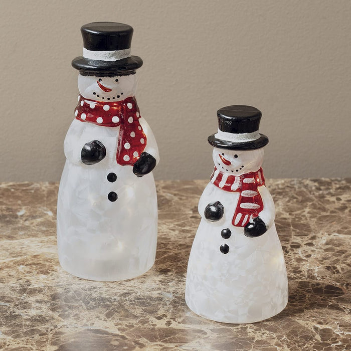 Signature HomeStyles Decorative Accents LED Frost 2pc Glass Snowman Set