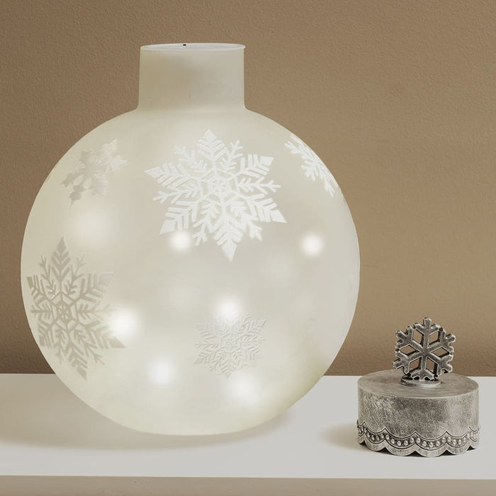 Signature HomeStyles Decorative Accents LED Frosted Glass Snowflake Top Sparkle Ornament