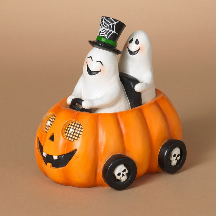 Signature HomeStyles Decorative Accents LED Ghost in Pumpkin Car w/Moving Eyes