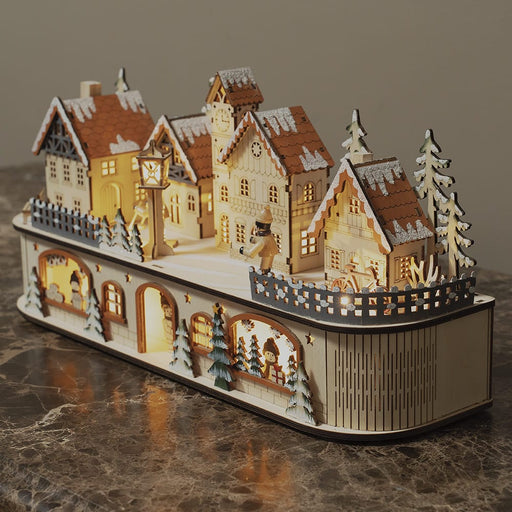 Signature HomeStyles Decorative Accents LED Laser Cut Wooden Village