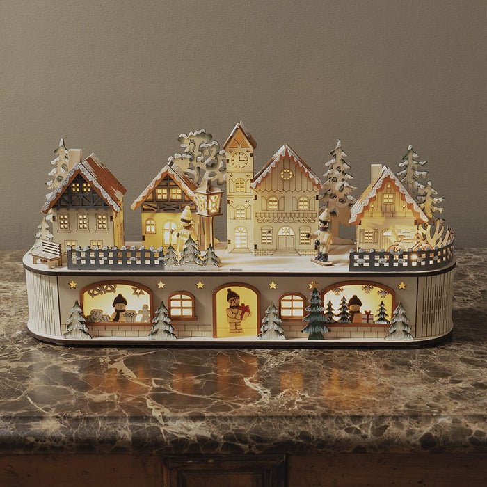 Signature HomeStyles Decorative Accents LED Laser Cut Wooden Village