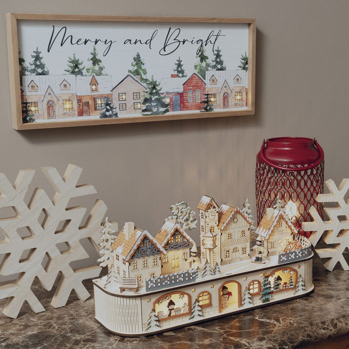 Signature HomeStyles Decorative Accents LED Laser Cut Wooden Village