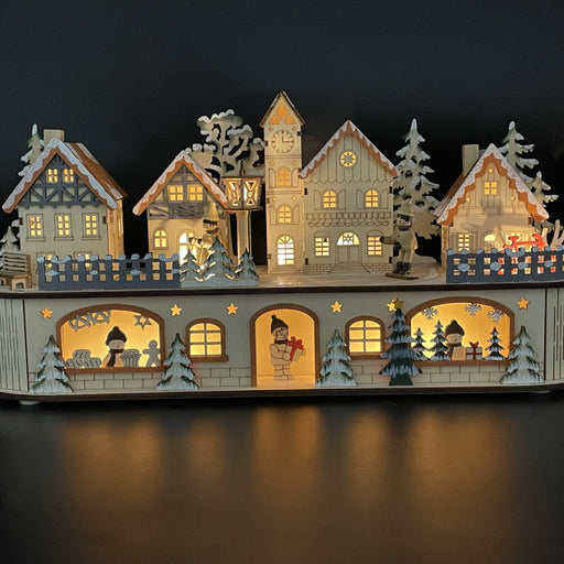 Signature HomeStyles Decorative Accents LED Laser Cut Wooden Village