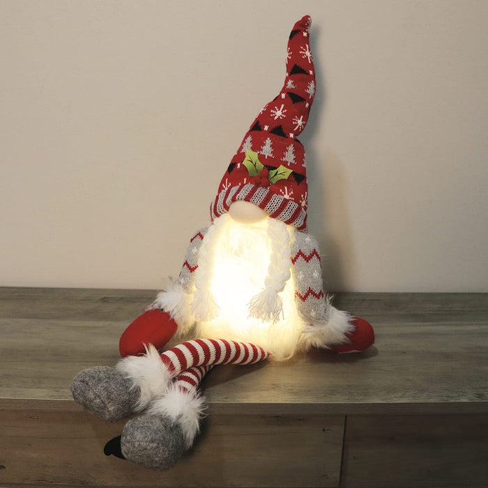 Signature HomeStyles Decorative Accents Red LED Plush Shelf Hanging Gnomes