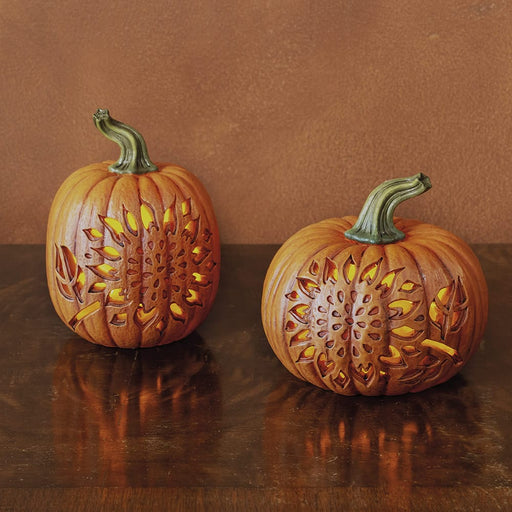 Signature HomeStyles Decorative Accents LED Pumpkins w/Sunflower Cutout