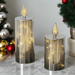 Signature HomeStyles Decorative Accents LED Smoky 2pc Glass Candle Set