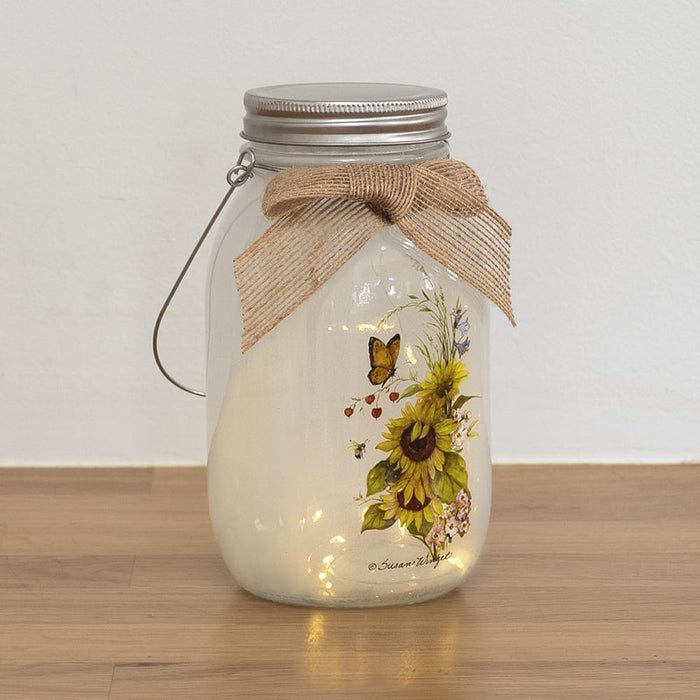 Signature HomeStyles Decorative Accents Butterfly LED Sunflower Mason Jar