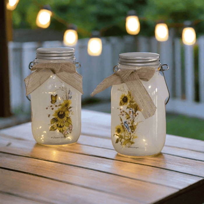 Signature HomeStyles Decorative Accents LED Sunflower Mason Jar