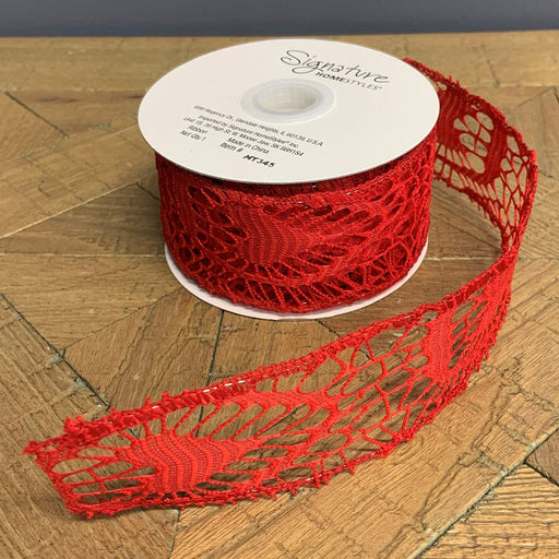 Signature HomeStyles Decorative Accents Red Lace Ribbon