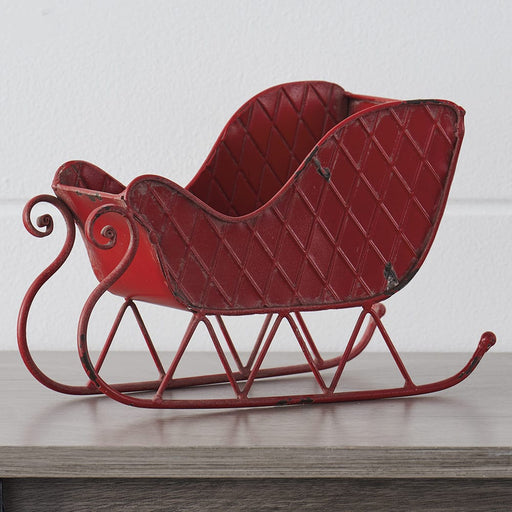 Signature HomeStyles Decorative Accents Red Metal Tin Sleigh
