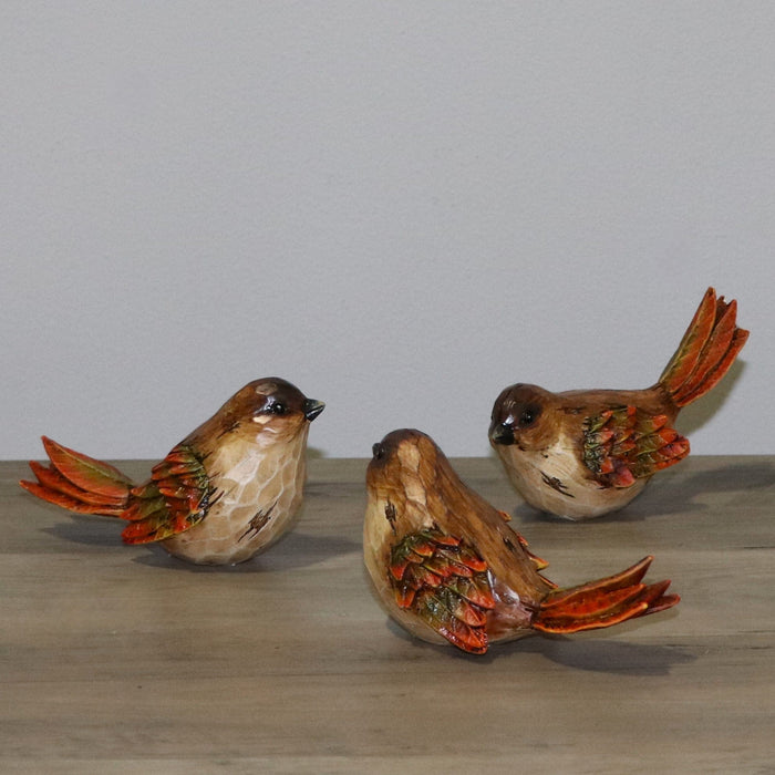 Signature HomeStyles Decorative Accents Resin Harvest 3pc Bird Set